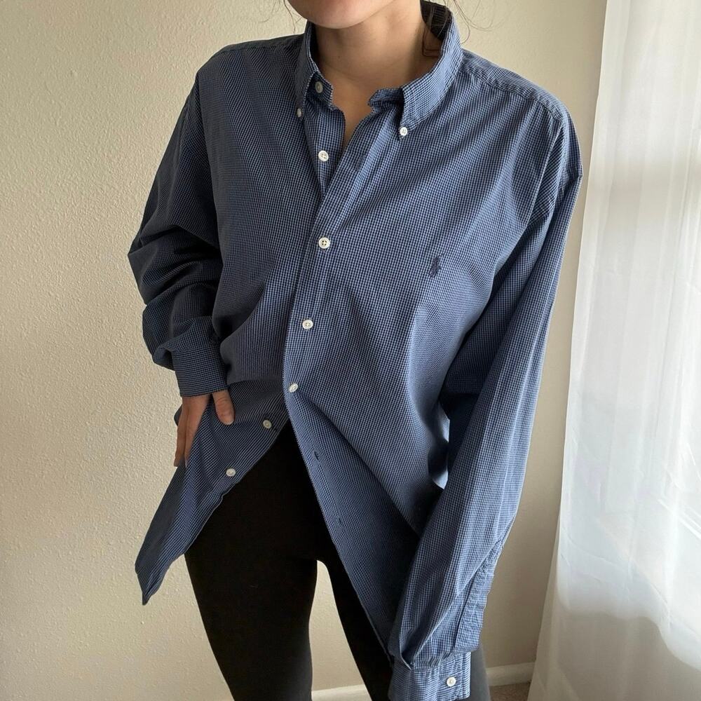 Ralph Lauren Marlowe Gingham Blue Button up collegiate preppy vacation resort